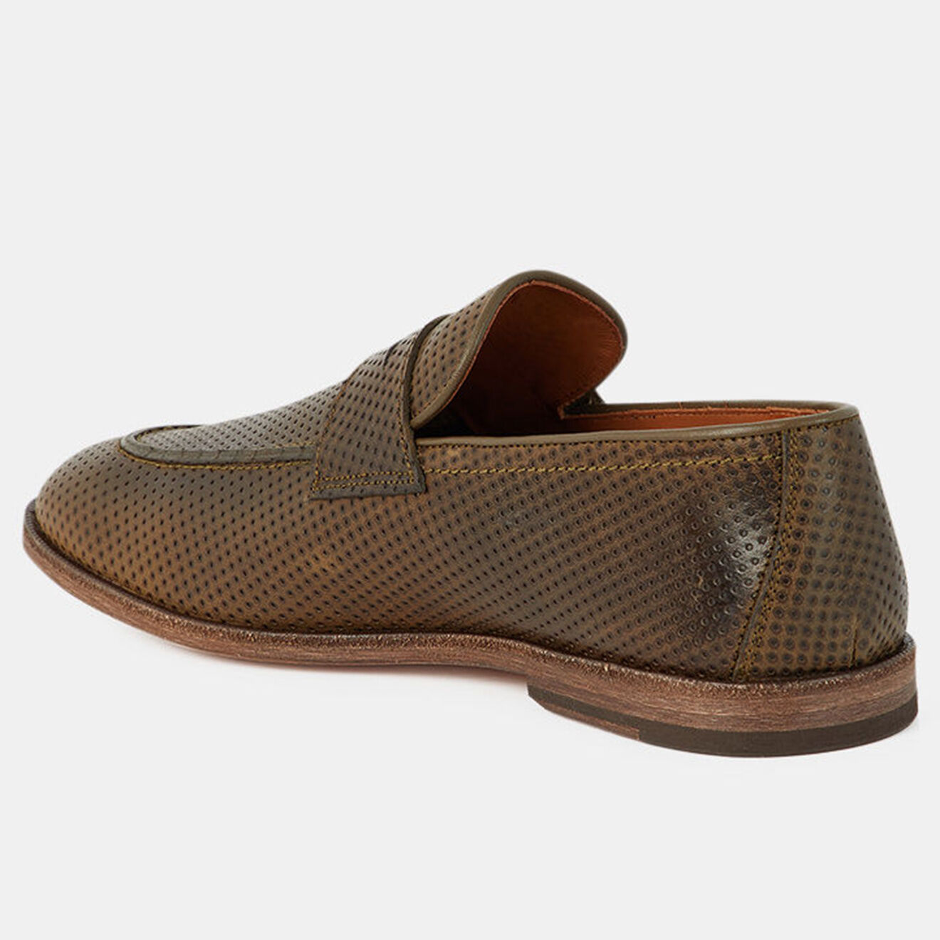 Anthology Mocassins en Cuir perforé Prot kaki marron