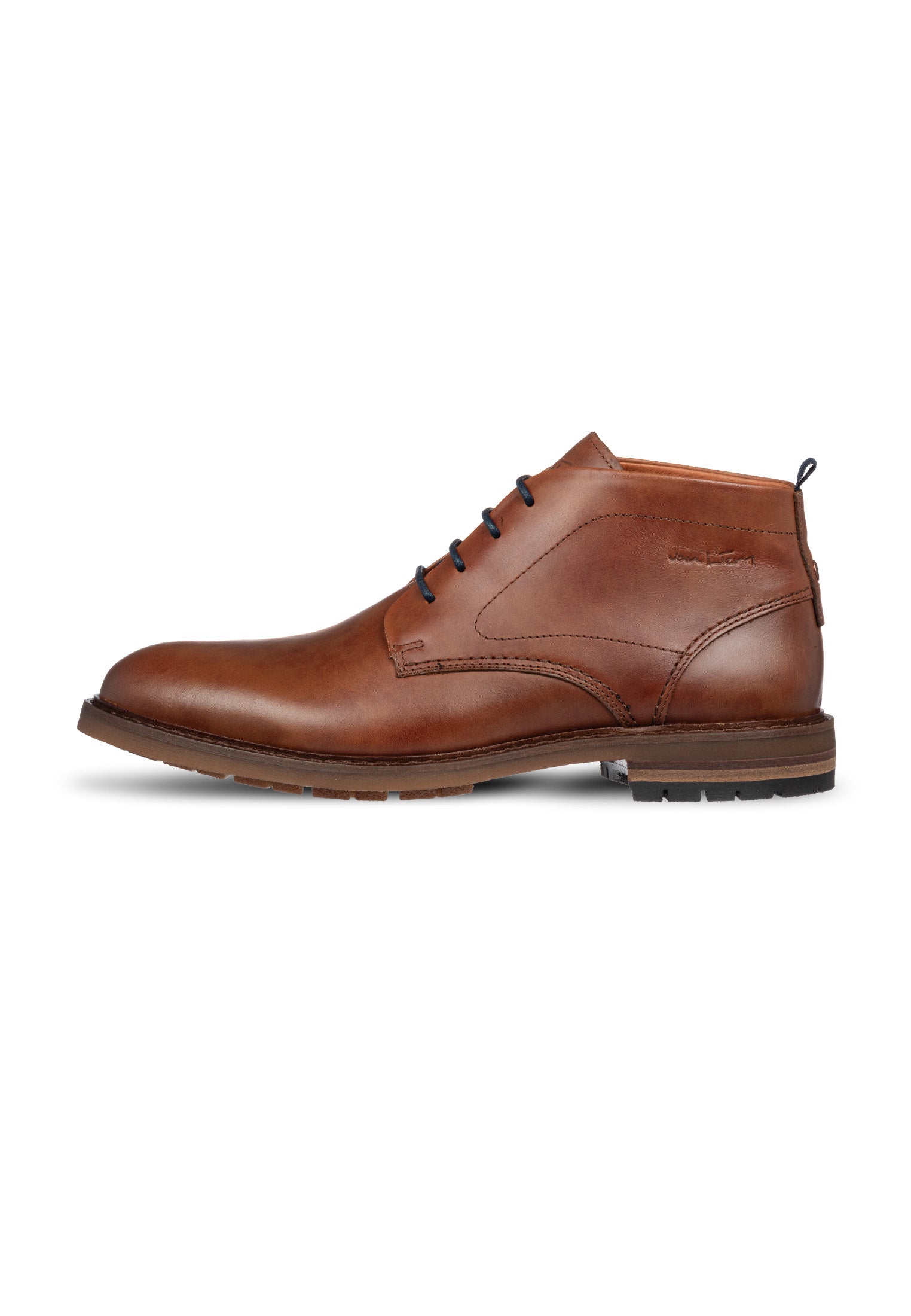 Cognac gladleren Dino Boot