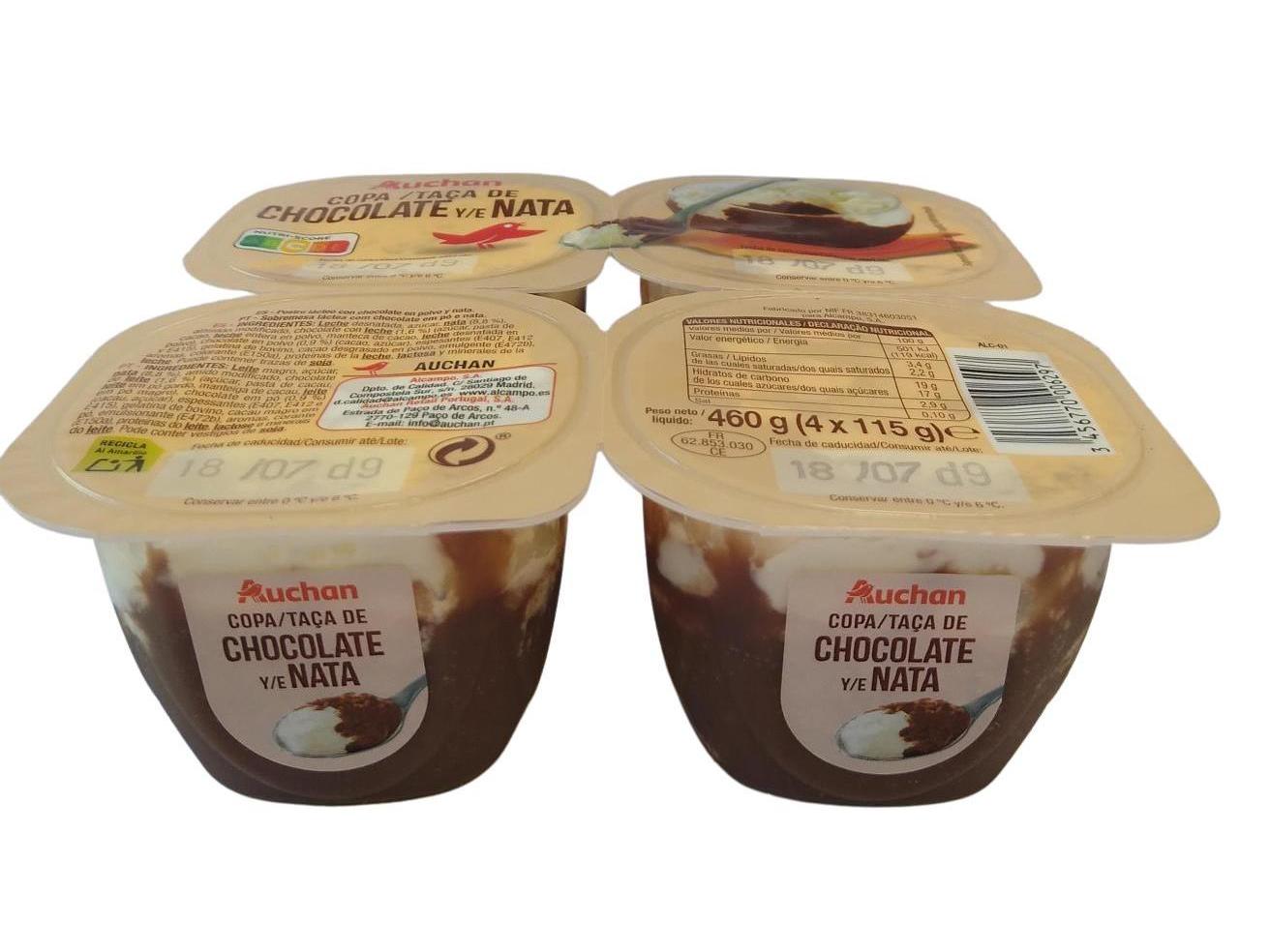 CREME LIÉGEOIS AUCHAN CHOCOLATE E NATA 4X115G