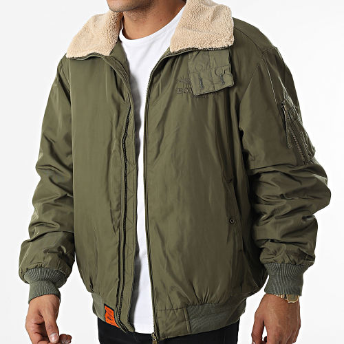 Veste Bomber Bombardier Col Mouton Vert Kaki