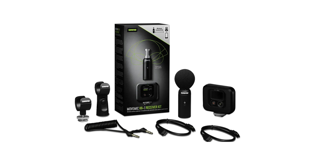 SHUREMoveMic 88+ Draadloze Video Microfoon Ontvangerset  (Zwart)