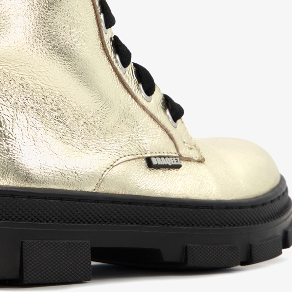 Braqeez leren meisjes veterboots goudkleurig