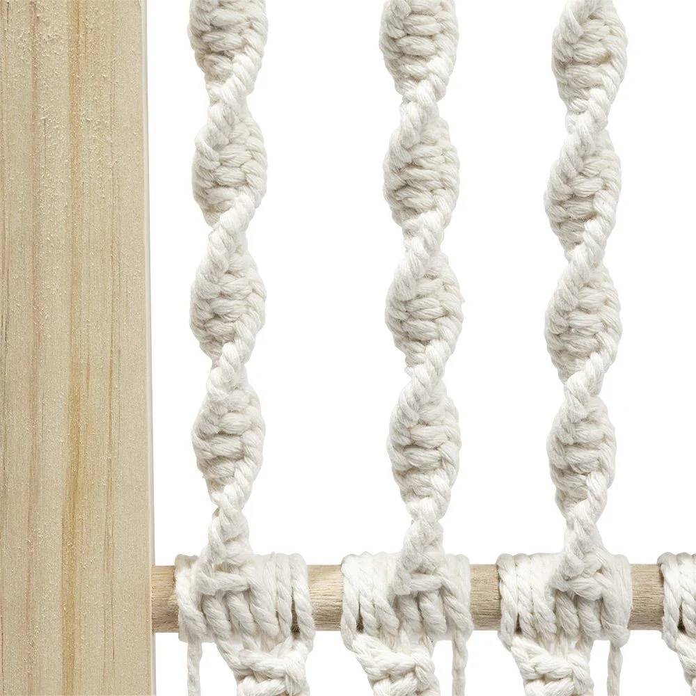 Paravent Zélie pin et coton effet macramé - L120xH170 cm