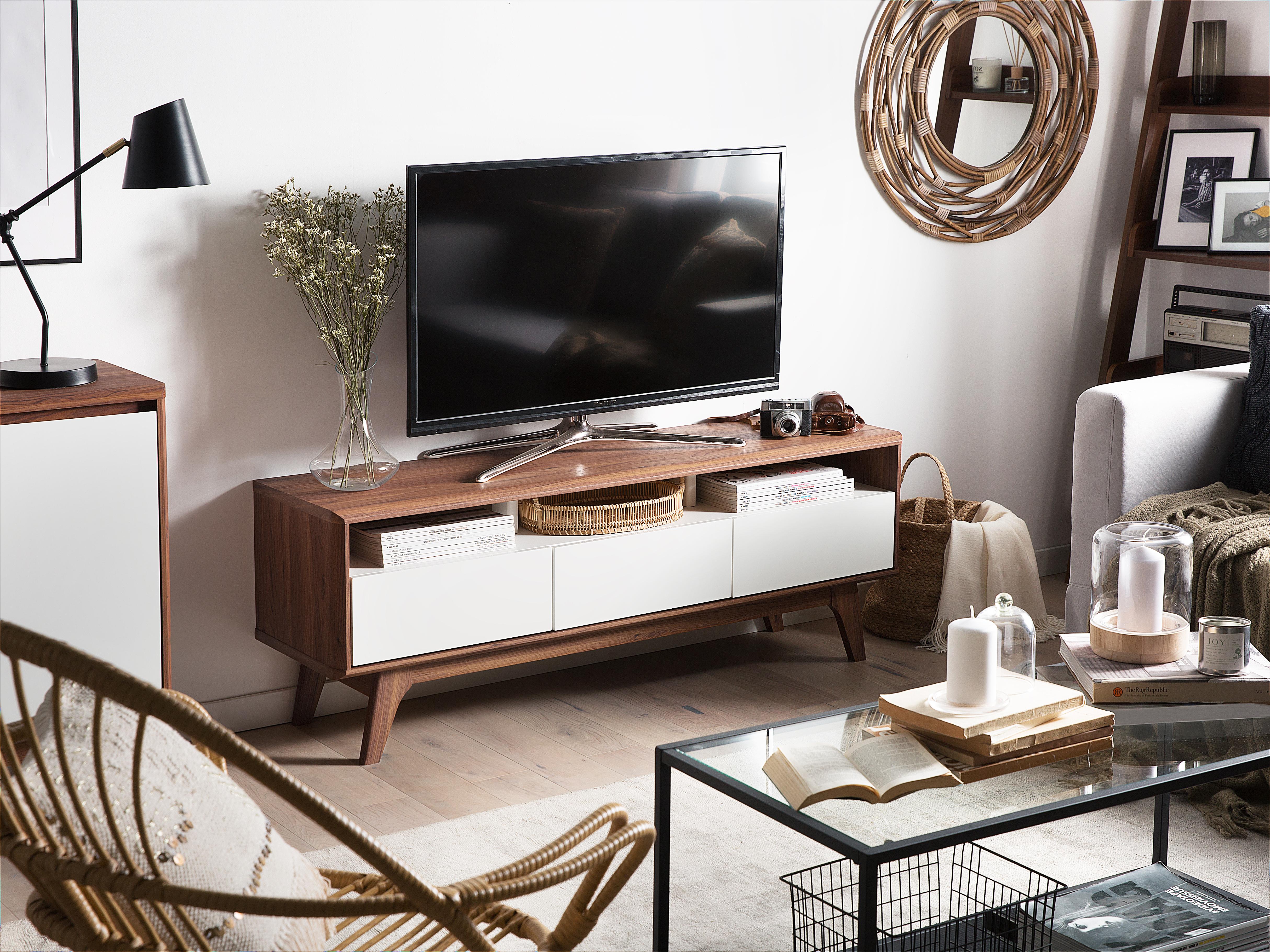 TV-meubel SYRACUSE Bruin/wit