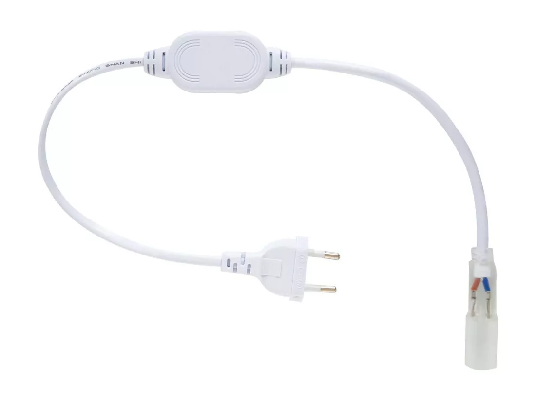 Câble Rectificateur pour Gaine LED Ronde 220V AC IP65 sur Mesure Coupe Tous les 100cm Blanc