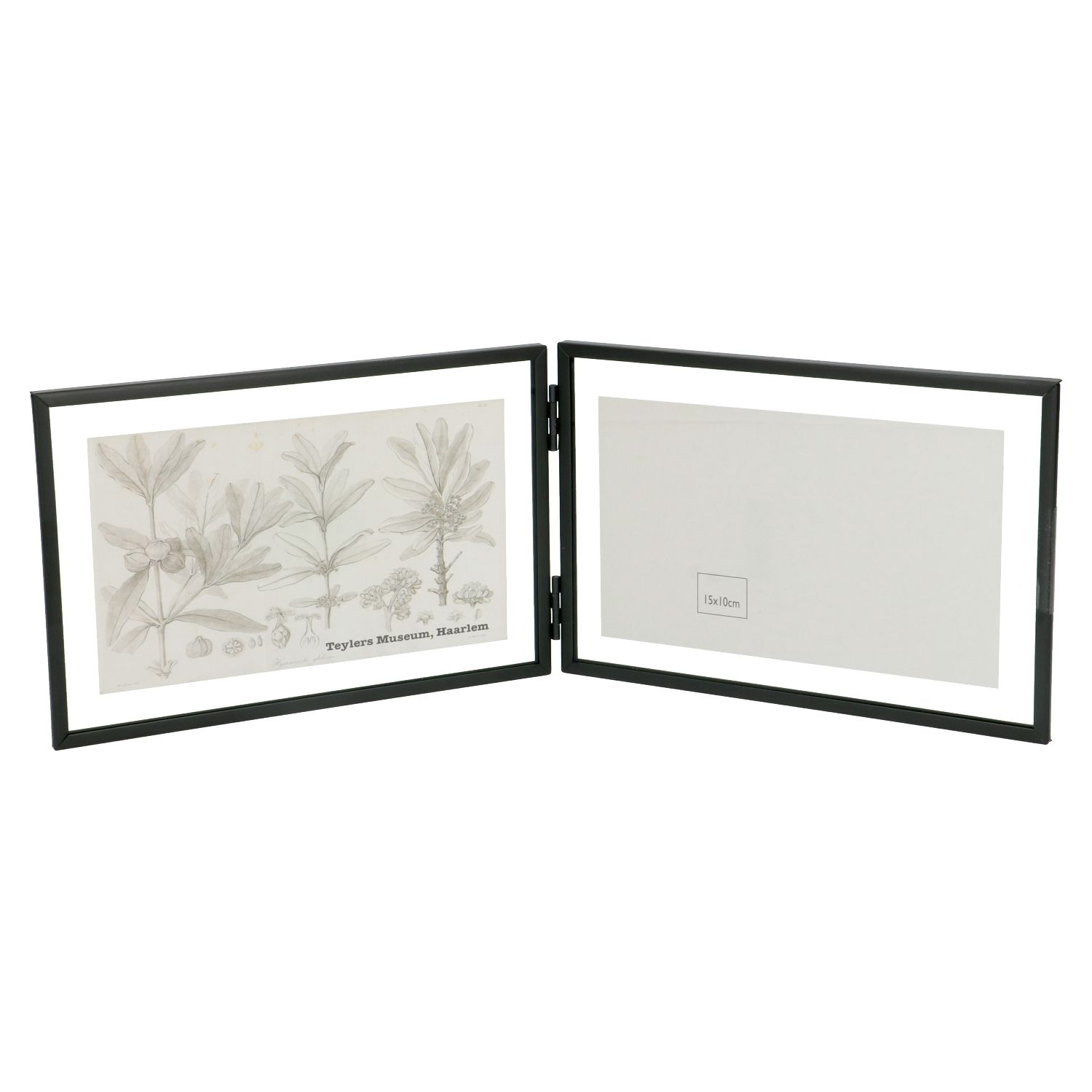 Fotolijstje tweeluik, metaal, zwart, 2x 15 x 10 cm