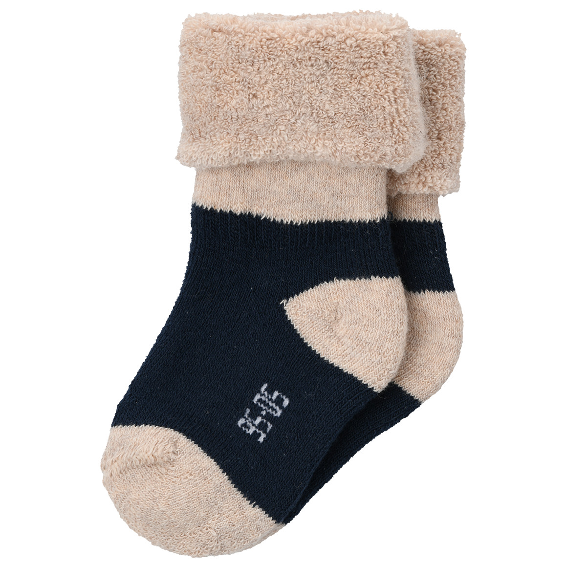 Topomini 2 Newborn Socken mit Frottee dunkelblau / beige
