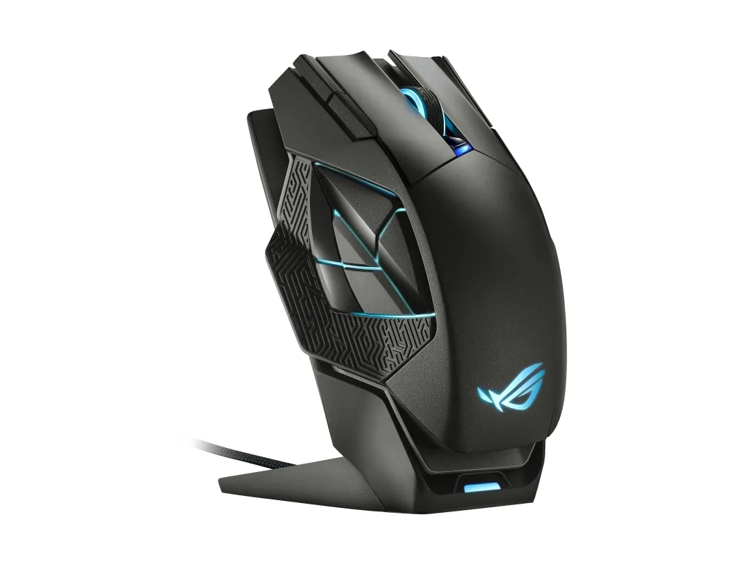 ASUS ROG Spatha X - Mus - højrehåndet - optisk - 12 knapper - trådløs, kablet - USB, 2.4 GHz - sort