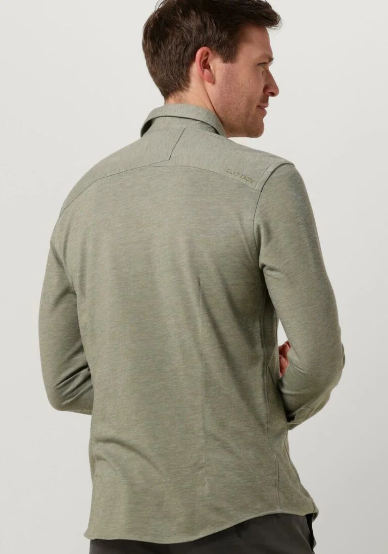 CAST IRON olijf cast iron casual overhemd long sleeve shirt cf jersey pique tec