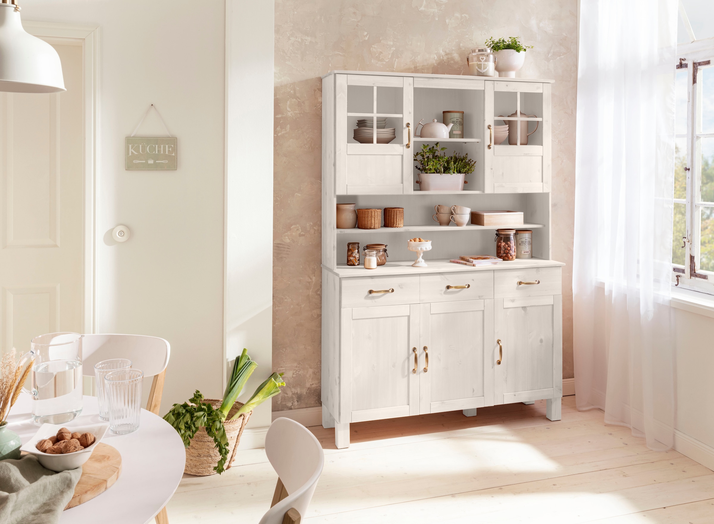 Home affaire Küchenbuffet »Alby« Breite 125 cm, 2 Glastüren, 2 Schubladen