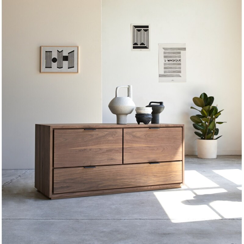 Meuble TV en bois de noyer Senson H 55 x L 120 x P 44,5 cm