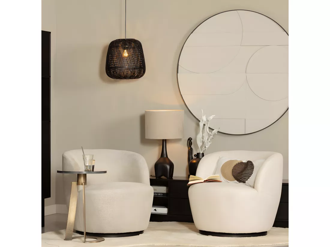 Serra - Fauteuil pivotant design en tissu - Ecru