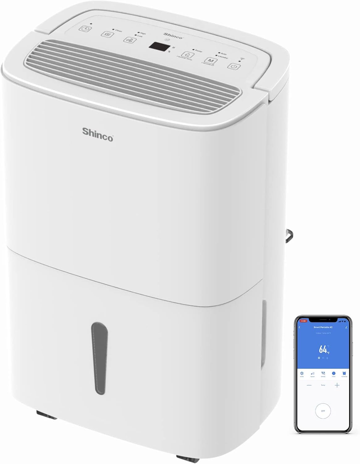 SHINCO Elektrische Luftentfeuchter, 30L/24h, Wifi, Energieeinsparung, Automatischer Neustart, Wäsche trocknen, 24H Timer, 5L Wassertank, Aktivkohlefilter, kontinuierlicher Abfluss, Raumgröße ca. 105m³