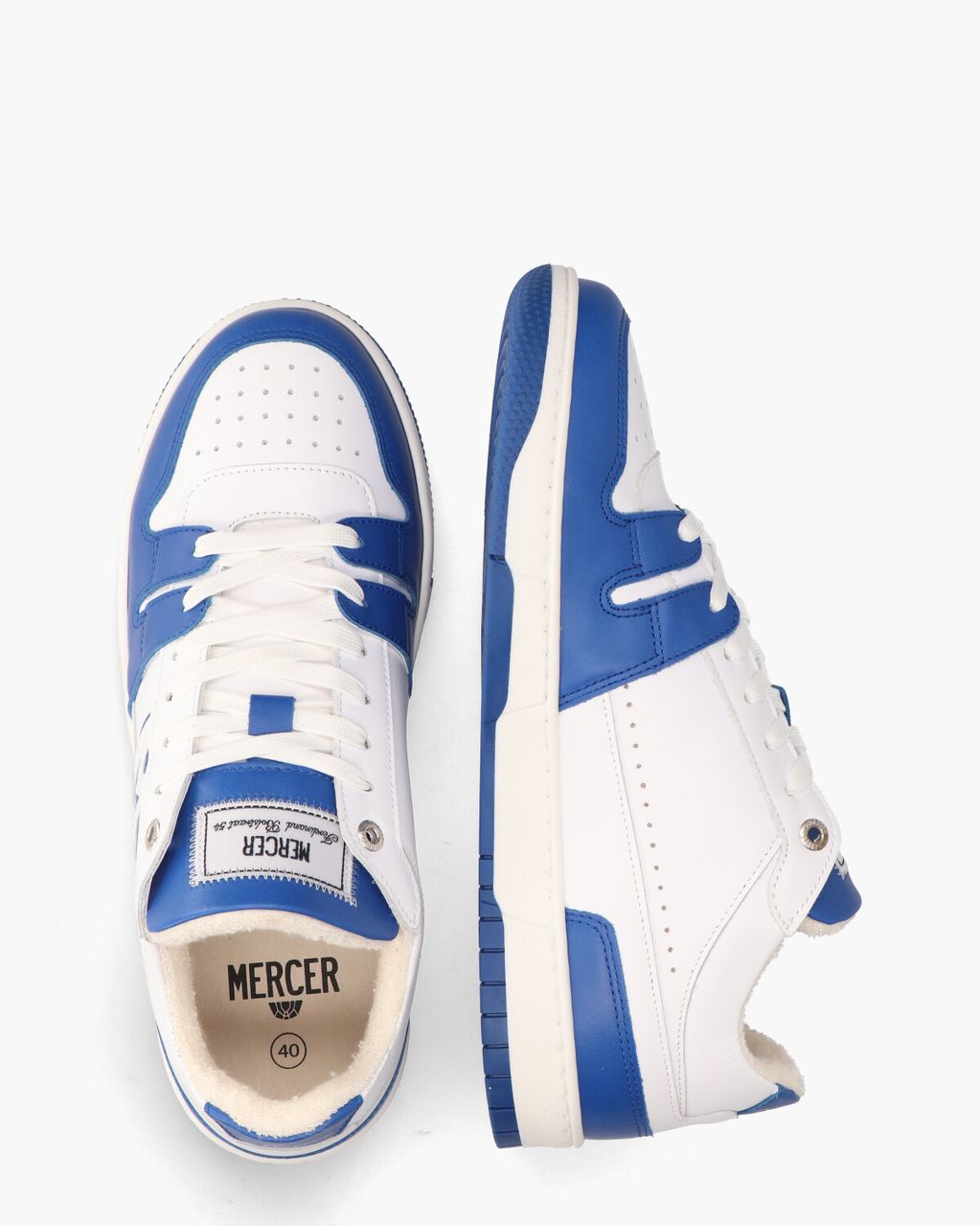 Mercer Amsterdam The Brooklyn M Wit/Kobaltblauw Herensneakers