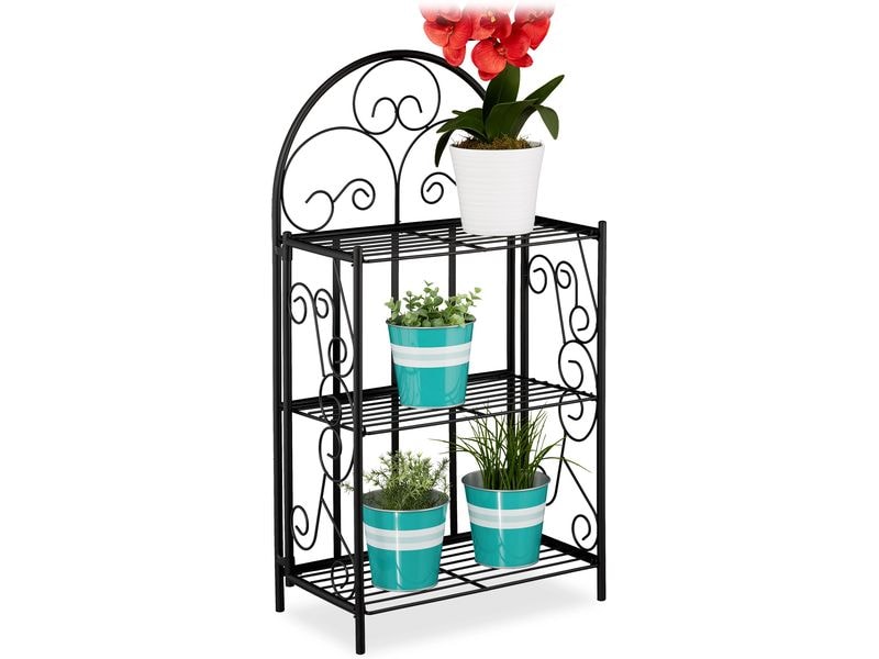 relaxdays Pflanzenständer Antik 83 cm, Schwarz Pflanzenregal