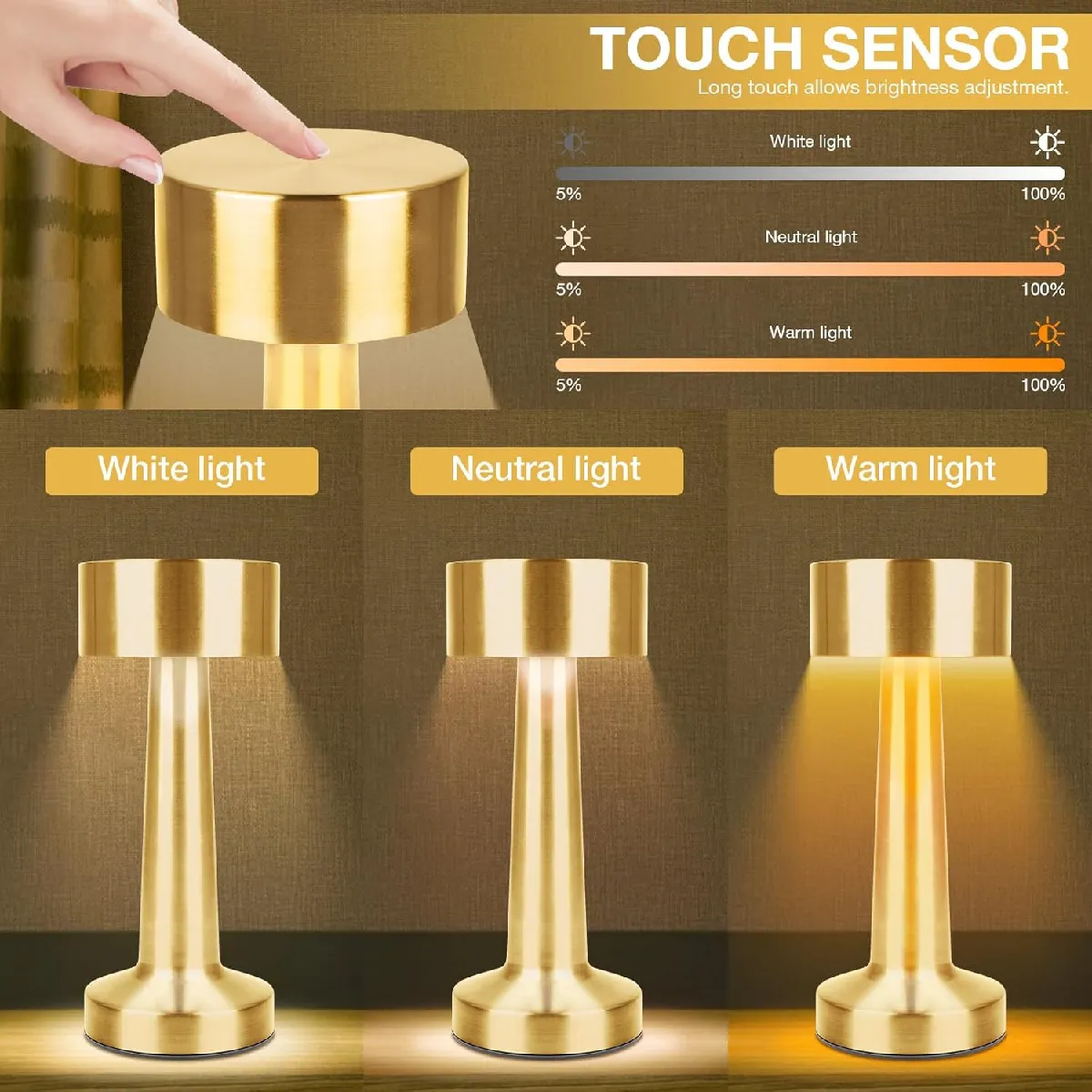 Lampe de Chevet LED - Or