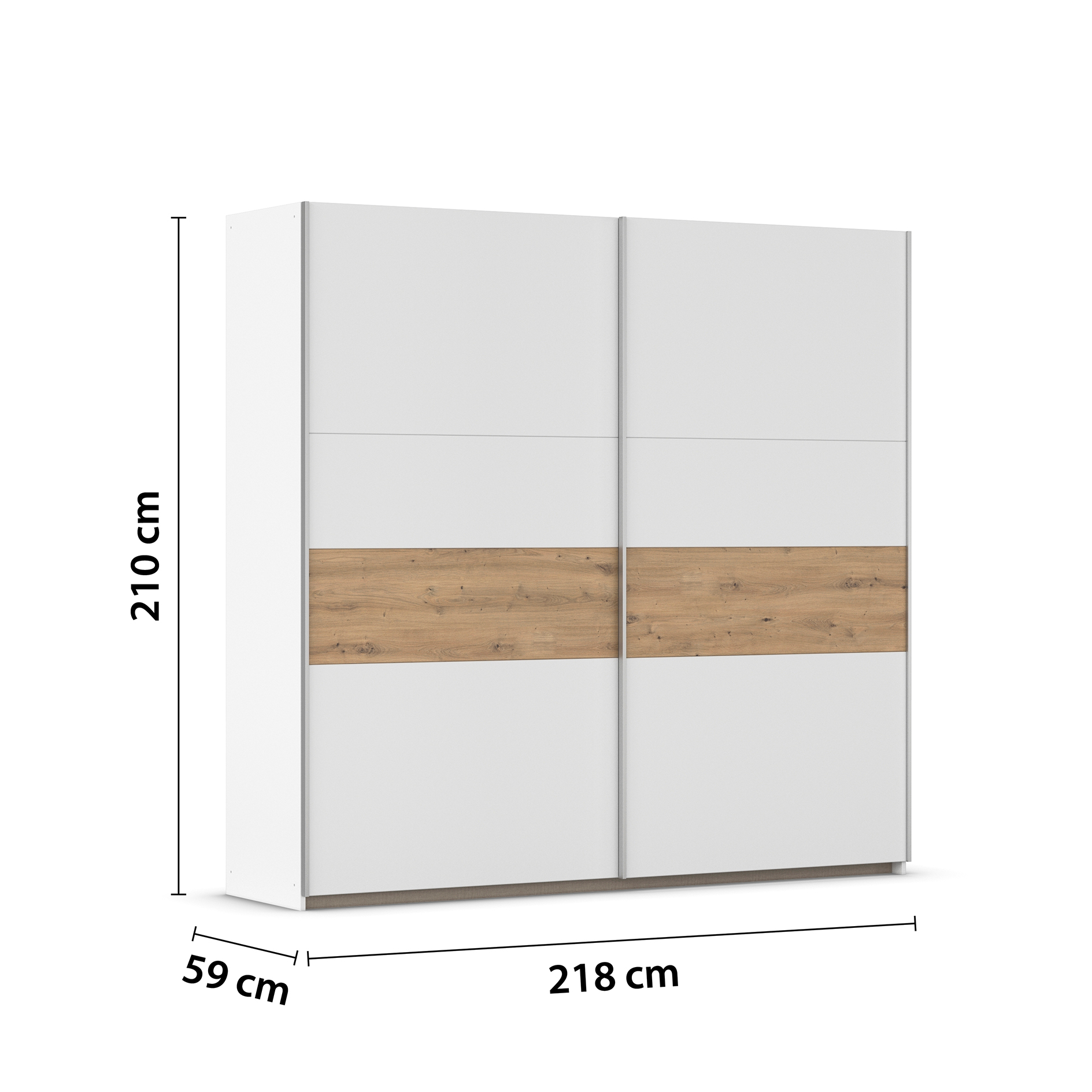 Schwebetürenschrank - alpinweiß - Artisan Eiche - 2 Türen - 218 cm