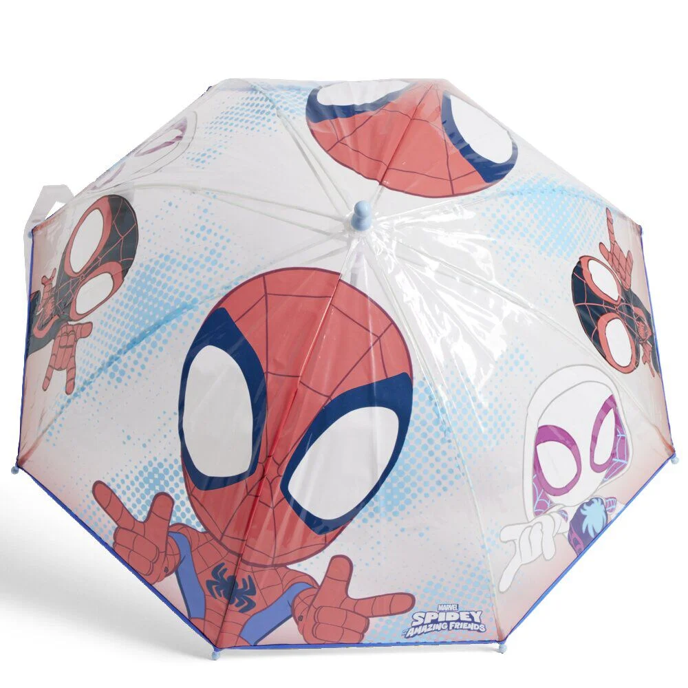 Parapluie bulle Spiderman rouge polyester et métal