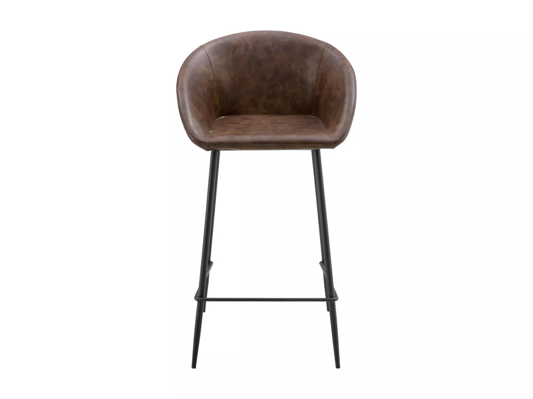 Lot de 2 tabourets de bar en simili marron ACHILLE - HAPPY GARDEN