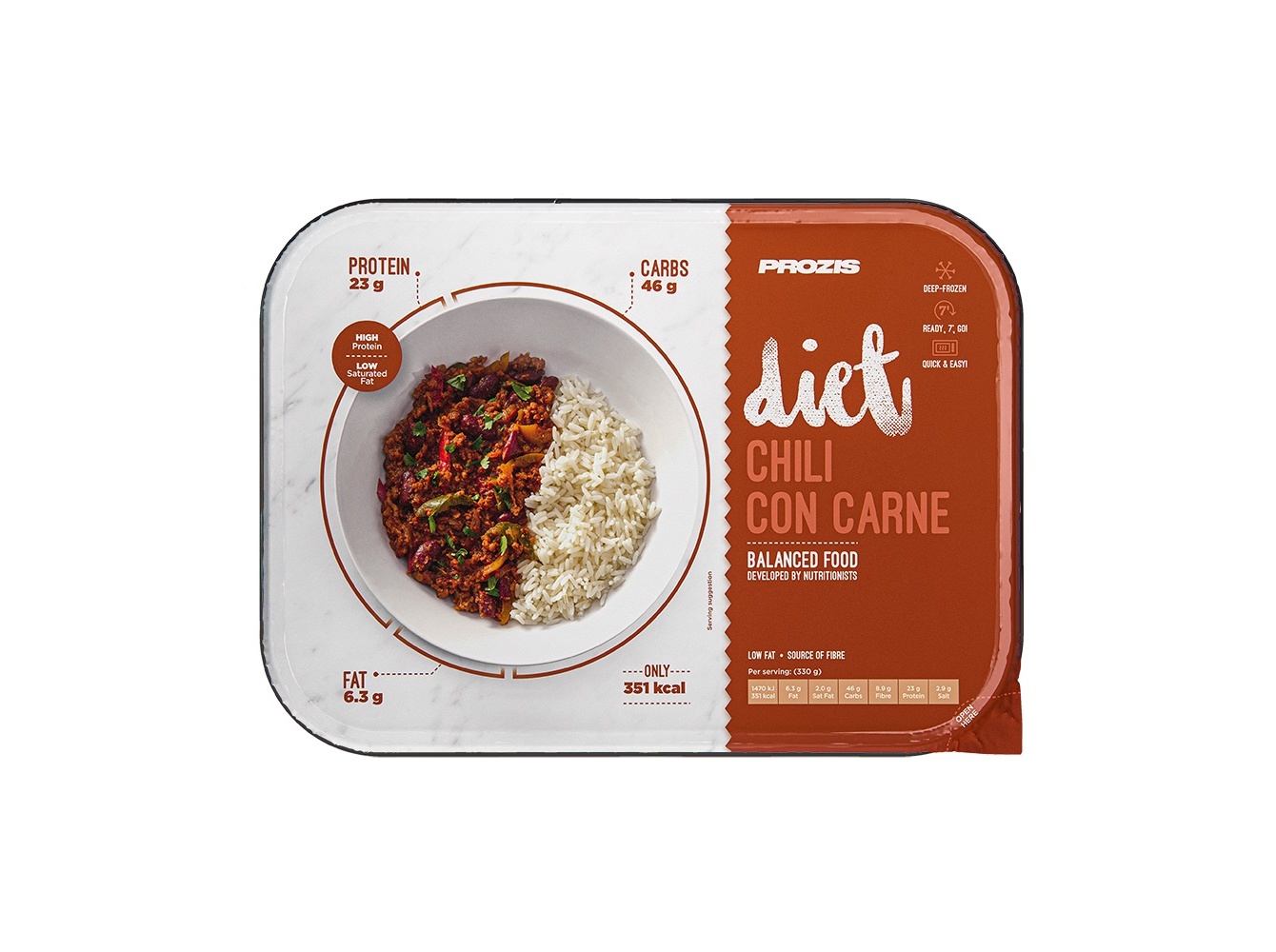 REFEIÇÃO DIET PROZIS CHILI CON CARNE 330G