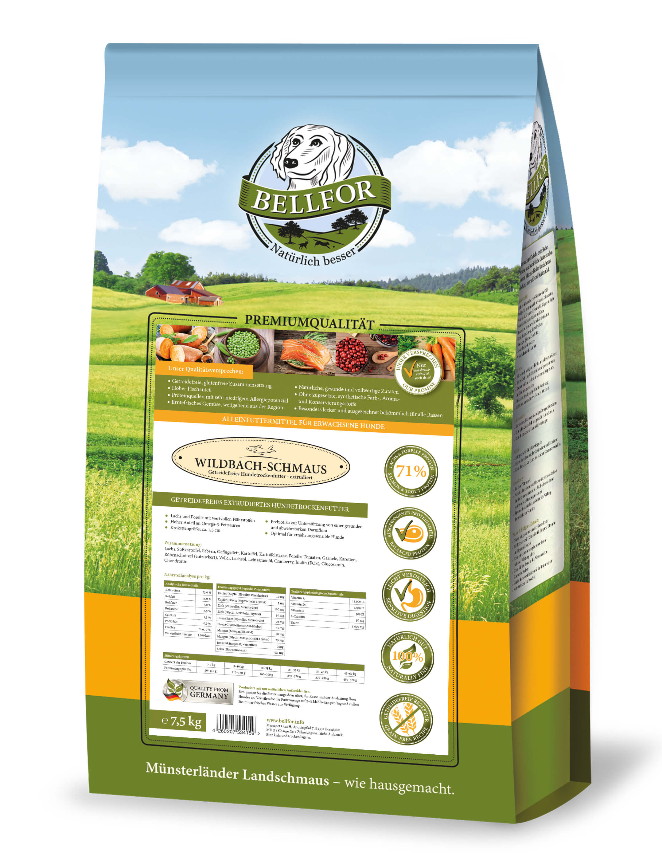 Croquettes avec saumon sauvage et truite faro - festin des torrents - wildbach-schmaus - 7,5 kg