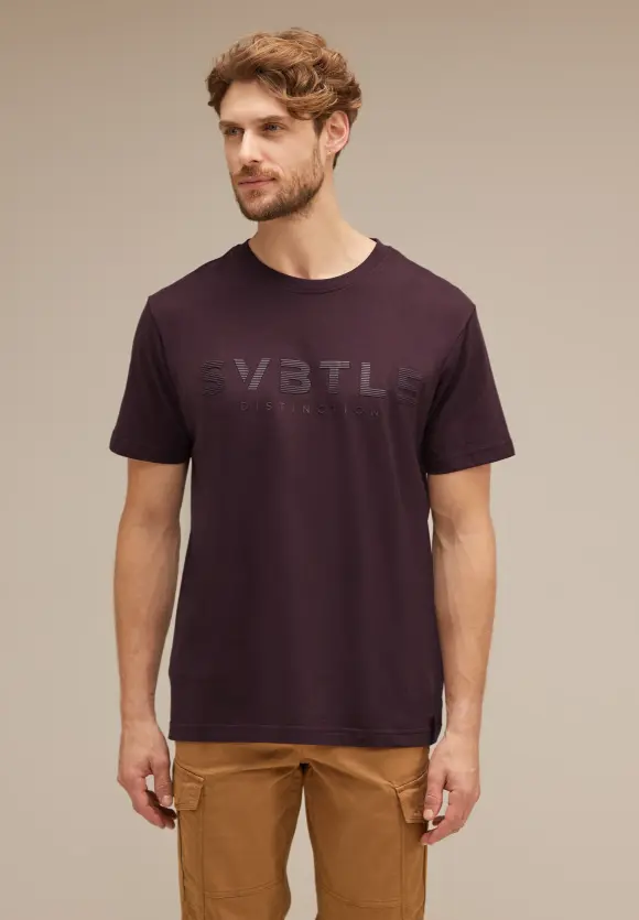 Kurzarmshirt mit Wording - ink red