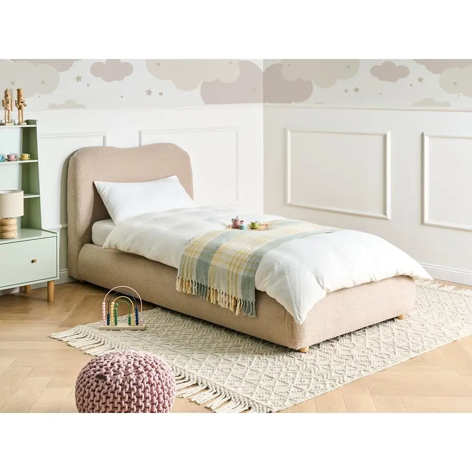 BLAGNAC - Bed met opbergruimte - Beige - 90 x 200 cm - Bouclé