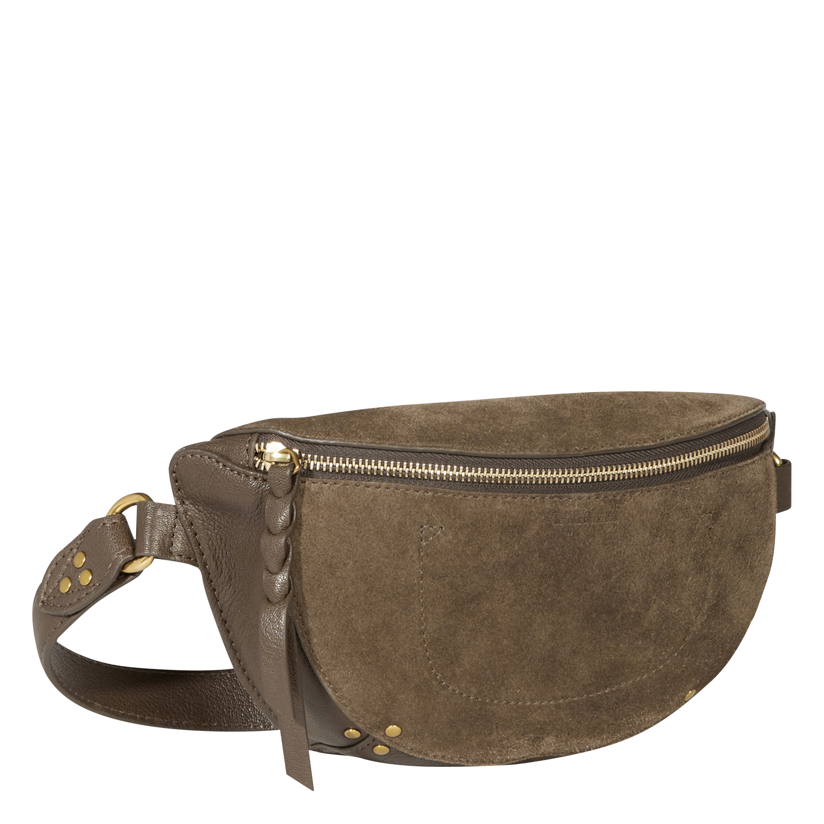 LINO BANANE - Sac banane en cuir velours | Kaki