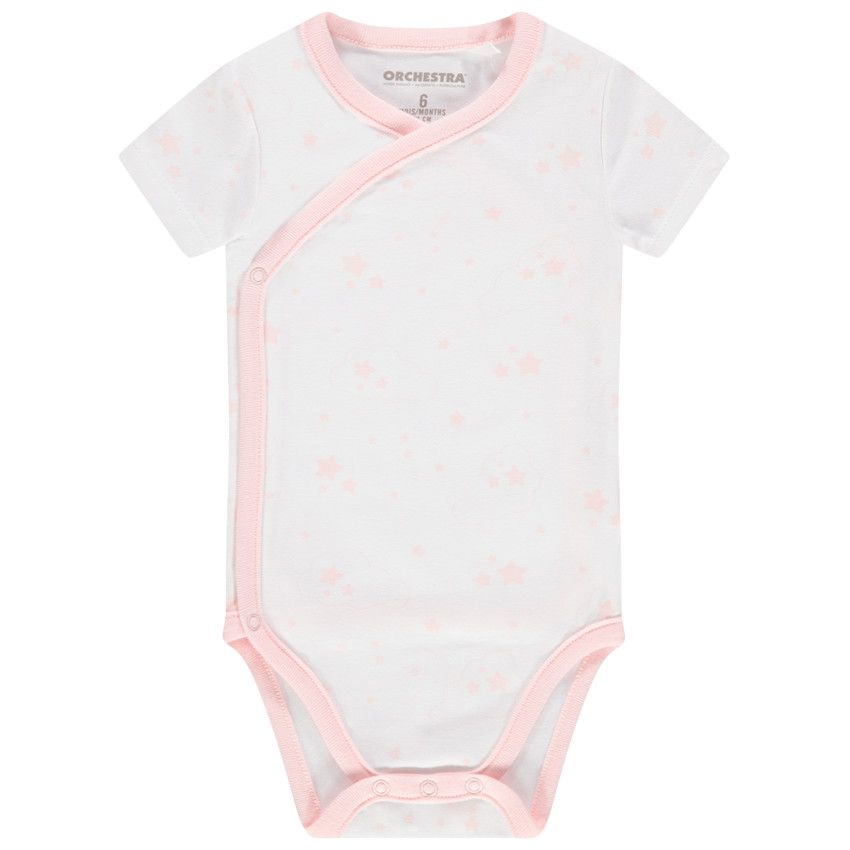 Body manches courtes en coton bio à étoiles all-over - Blanc
