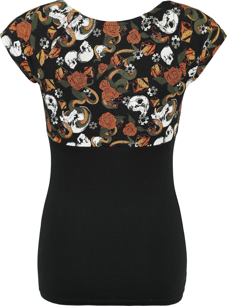 Pleated T-Shirt with Old School Print | Rock Rebel by EMP T-Shirt Manches courtes
