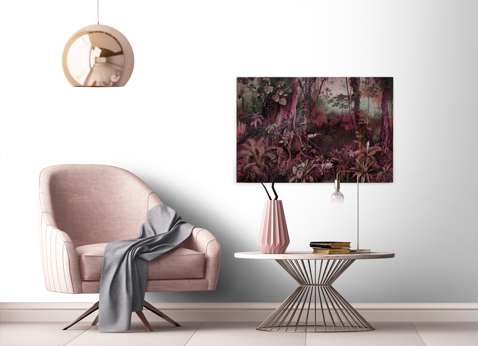 Leinwandbild DSCHUNGEL - rot-pink - 90x60 cm