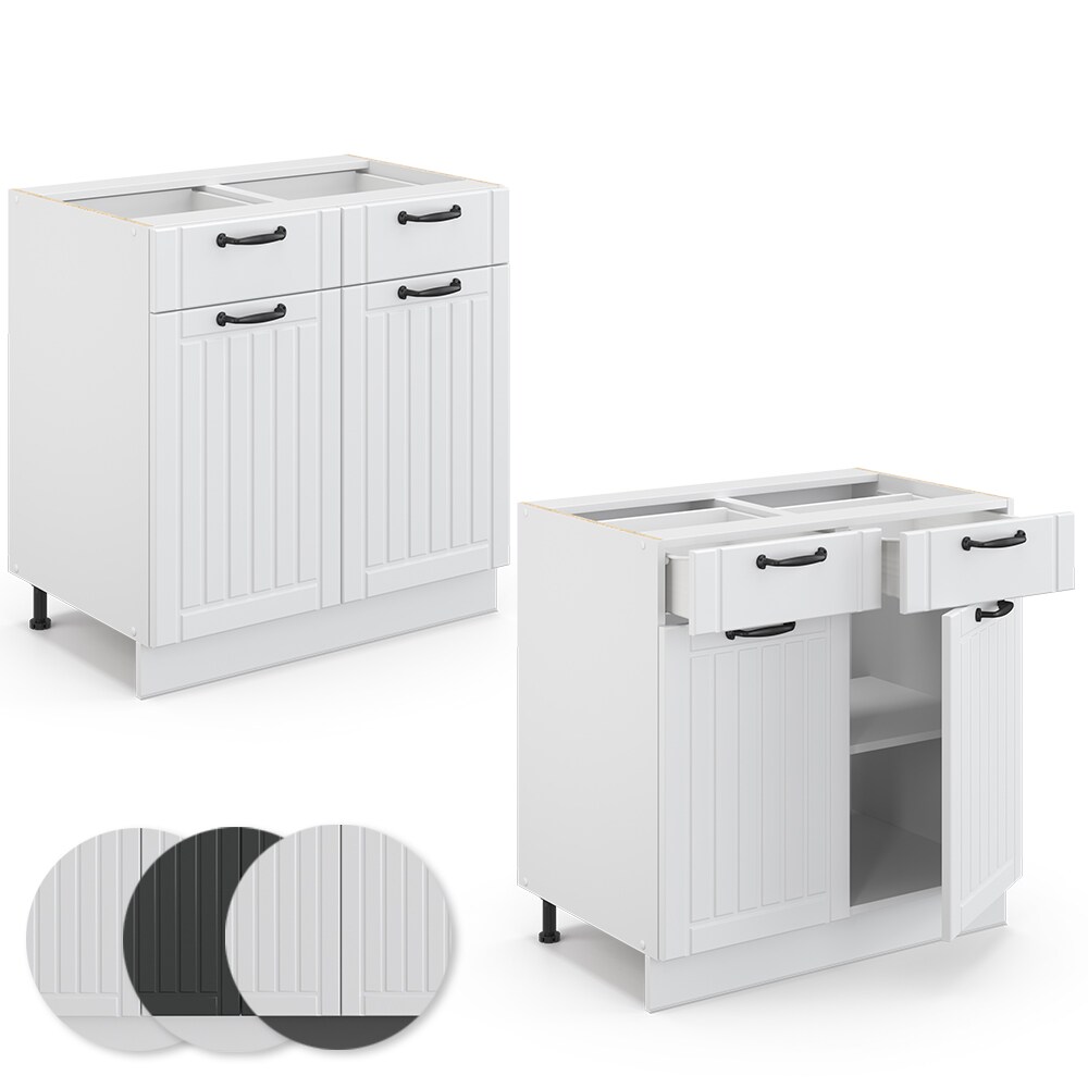 Vicco Schubunterschrank 80 cm FAME Line Küchenschrank Küchenzeile Landhaus Weiß