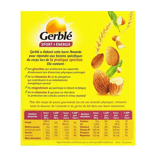 Barra de Amêndoa Gerblé Sport & Energy (6 unidades)