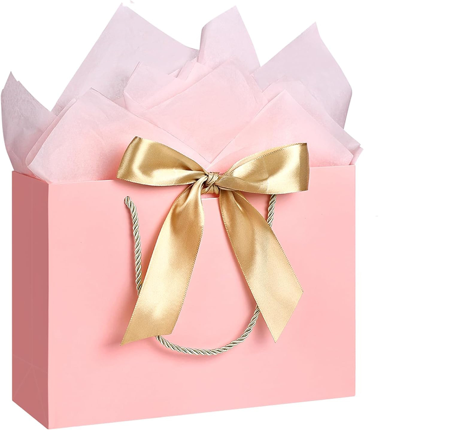 (5er Set) 19x15cm Kraftpapier Tüten mit Schleife Geschenktasche Candy Gift Bags Papiertüten - Weiss