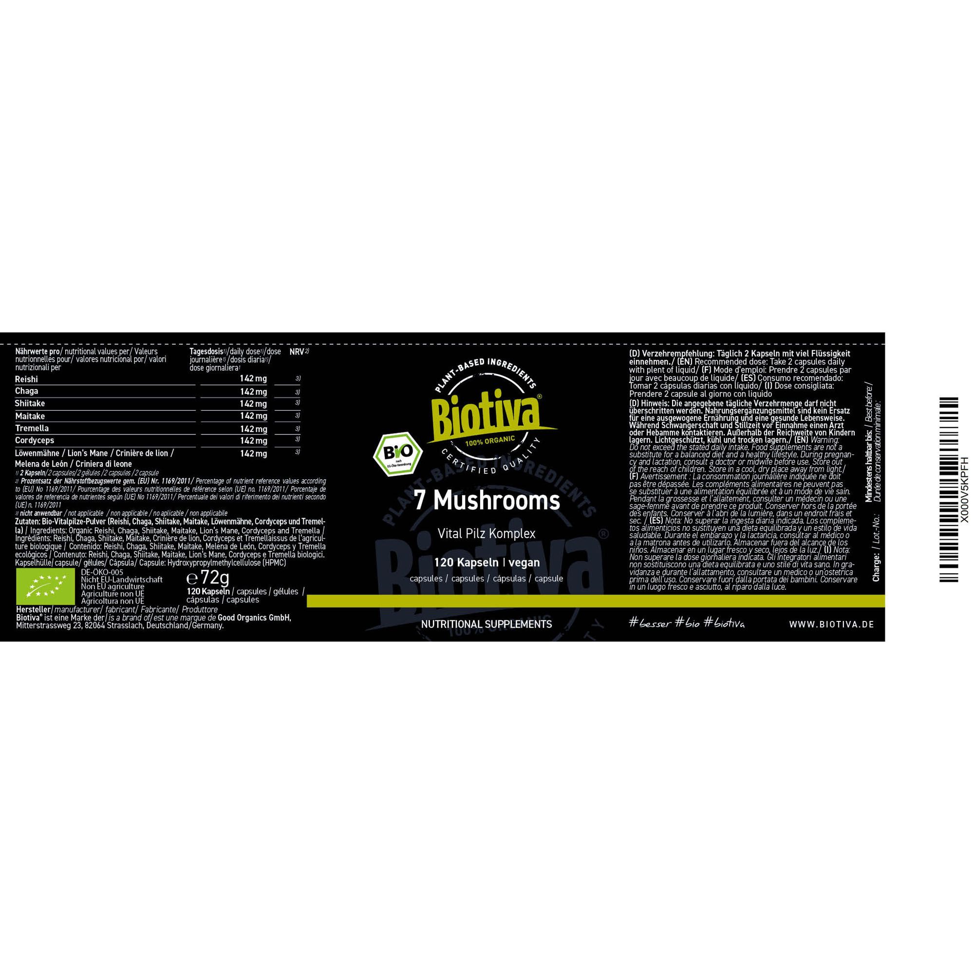 Biotiva 7 Mushrooms Kapseln Bio