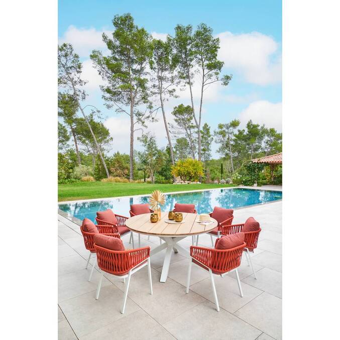 Lot de 2 fauteuils de jardin ORIENGO Brique & Blanc