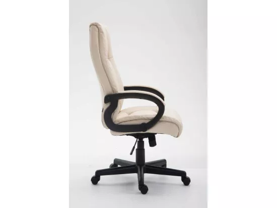 Chaise de bureau - Similicuir & Noir - Crème - XL Sparta