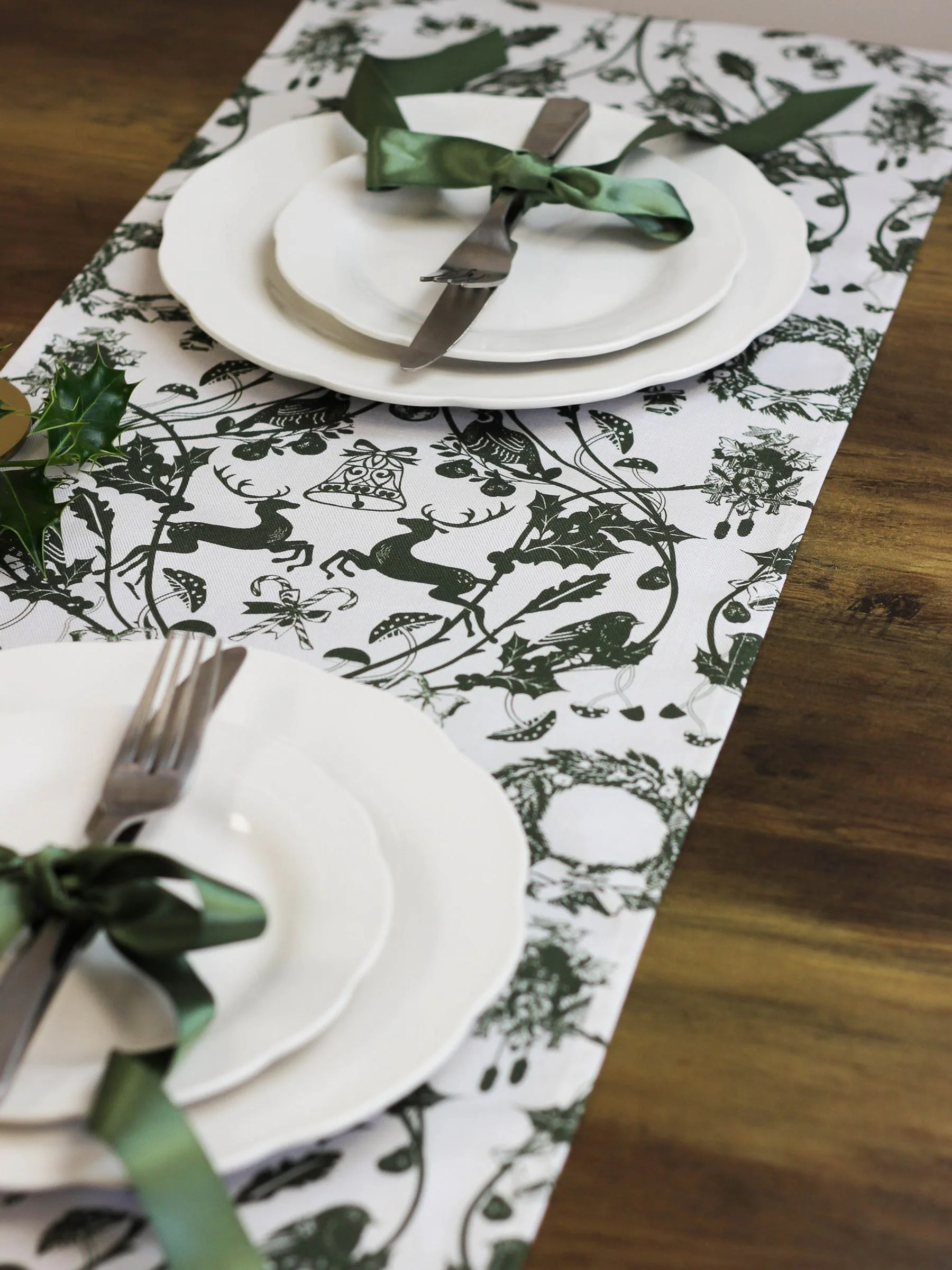 Avalon Home Stag 100% katoenen Kerstmis tafelloper