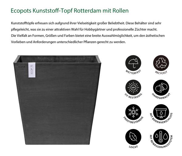 Ecopots Kunststoff-Topf Rotterdam mit Rollen