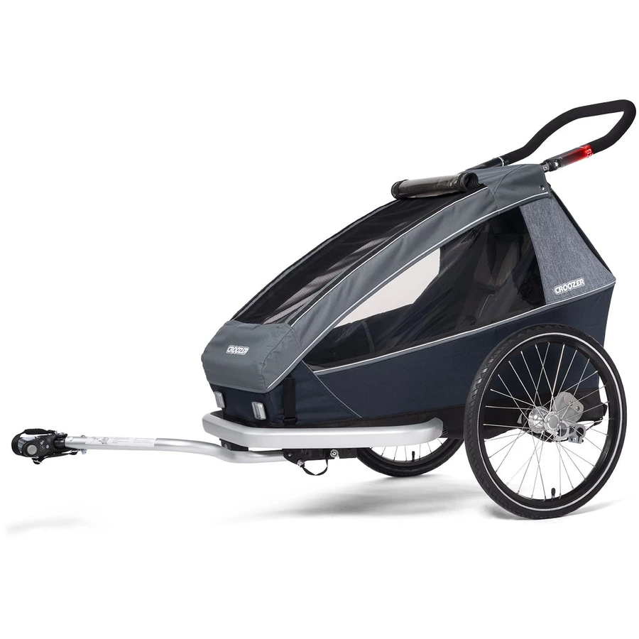 CROOZER Kinderfahrradanhänger  Kid Vaaya 1 Graphite blue inklusive Fußraumschutzwanne