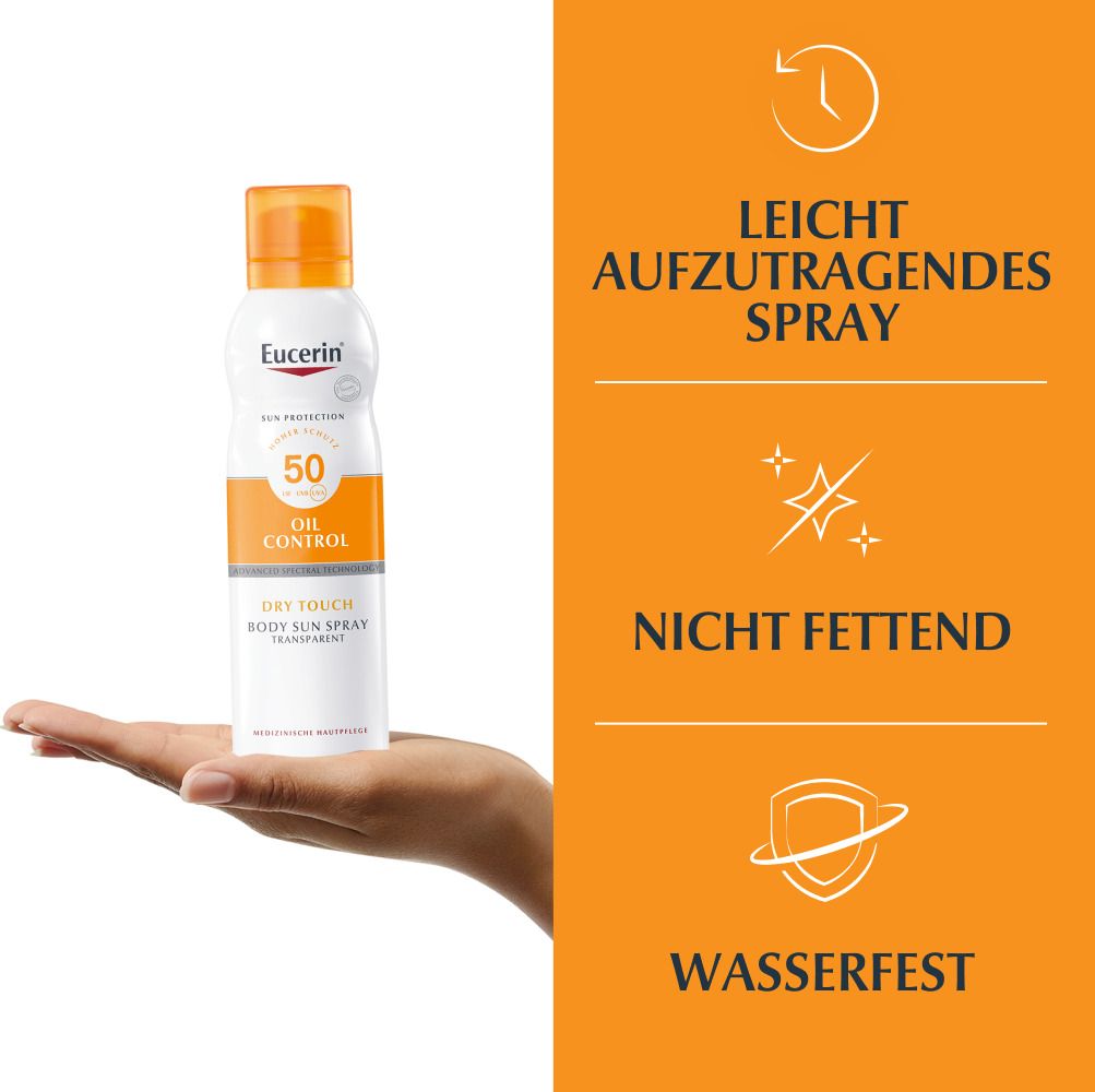 Eucerin® Oil Control Dry Touch Spray LSF 50 – Sonnenschutzspray, auch für empfindliche und zu Akne neigende Haut