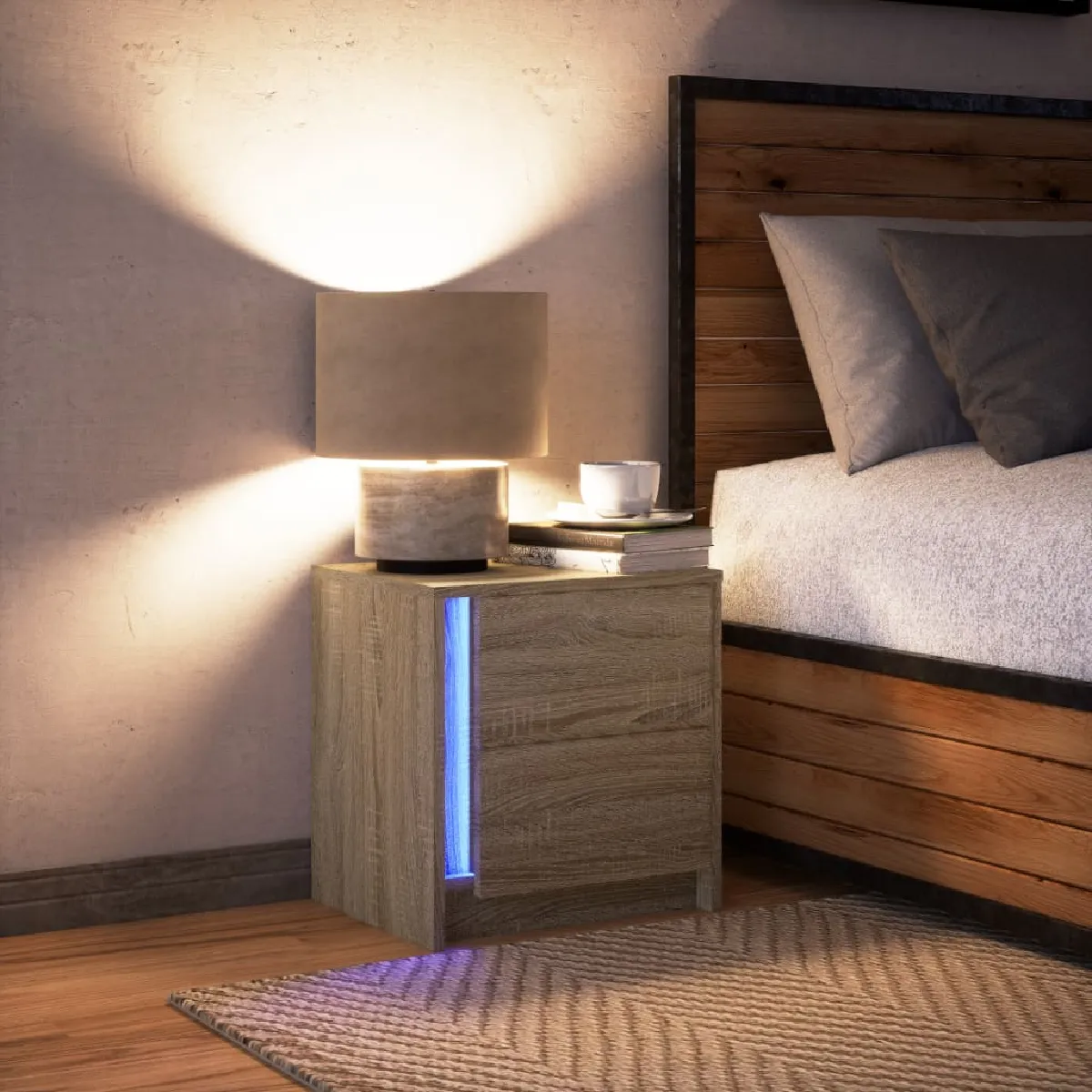 vidaXL Chêne sonoma LED
