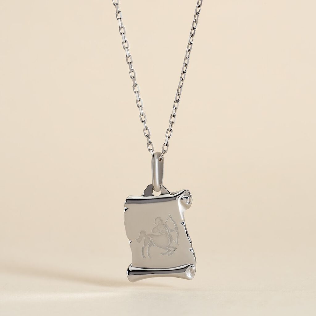 Pendentif Zodiaque Parchemin Argent Blanc