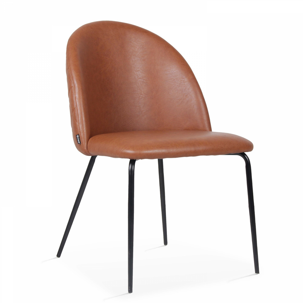 Lot de 4 chaises en textile enduit marron foncé