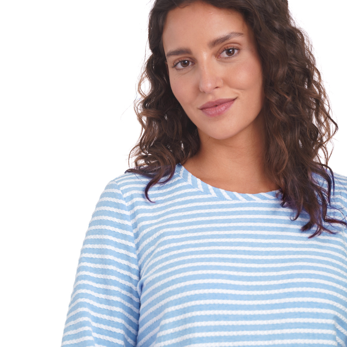 Gina Benotti Damen Langarmshirt mit Raffung hellblau