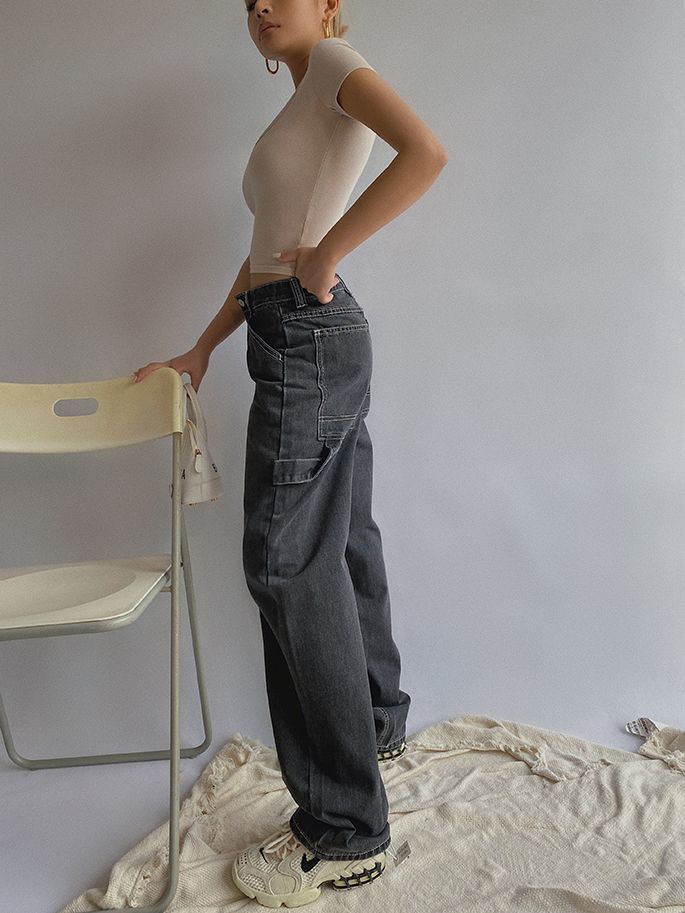Colada - Gestikte hoge taille rechte losse jeans