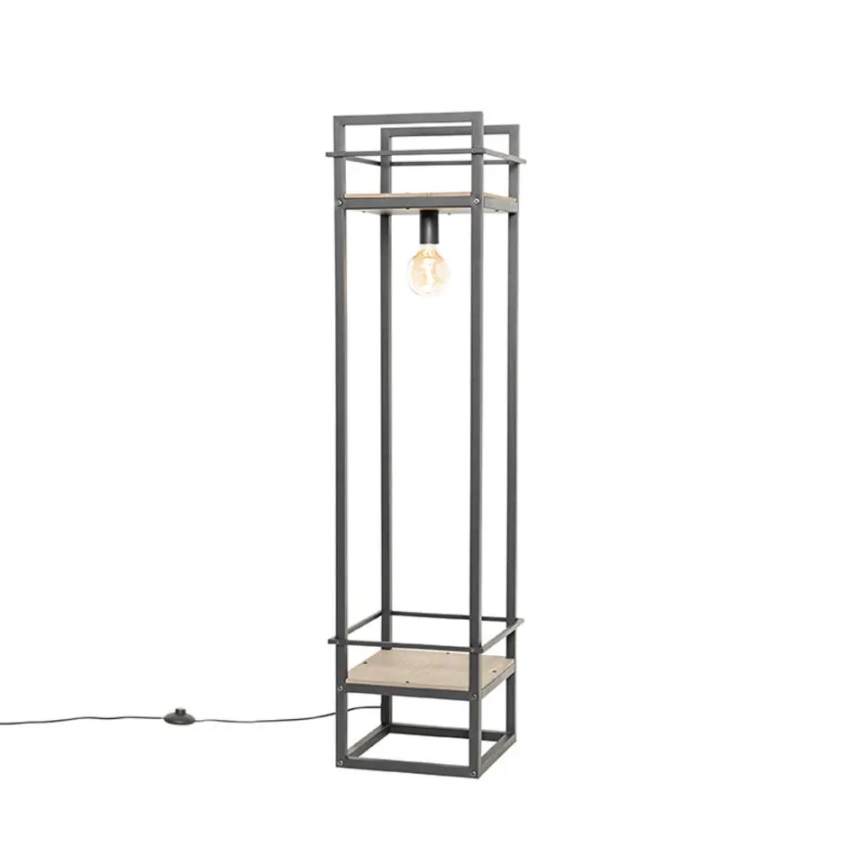Qazqa vloerlampen cage rack zwart e27