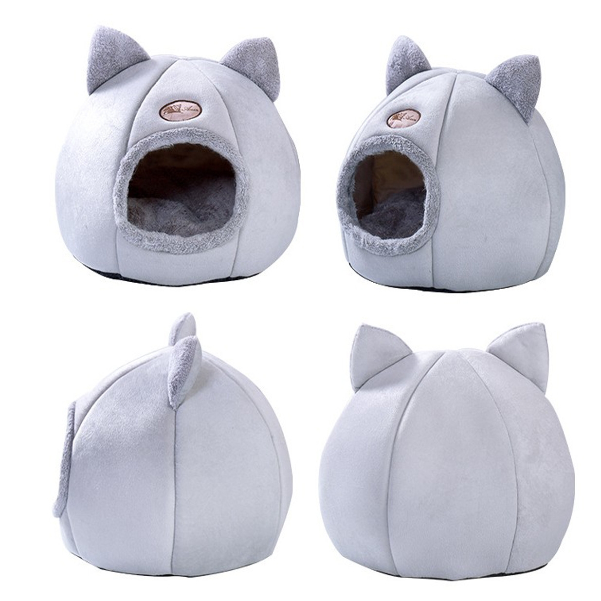 (32x32cm) Fleece Haustier Bett Weiche Kuschel Höhle für Hunde / Katzen - Grau