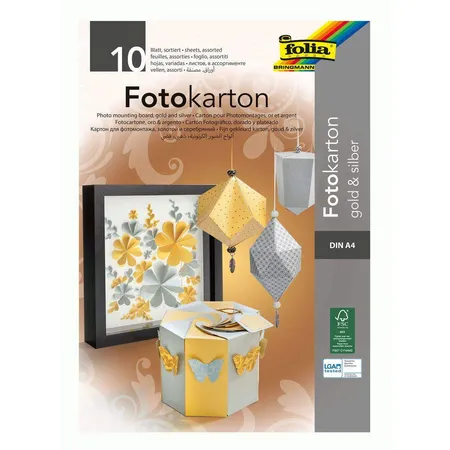 Folia Block mit Fotokarton in gold / silber, DIN A4, 10 Blatt, 300 g/qm