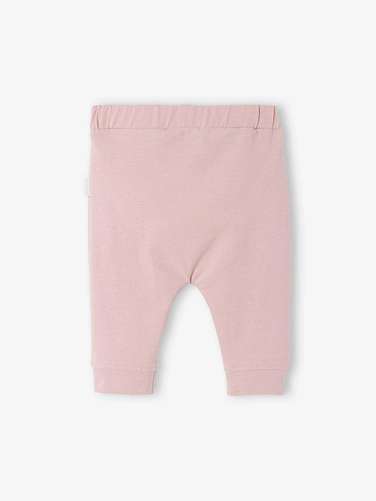 Calça de malha leve para recém-nascido, rosa médio, lisa.